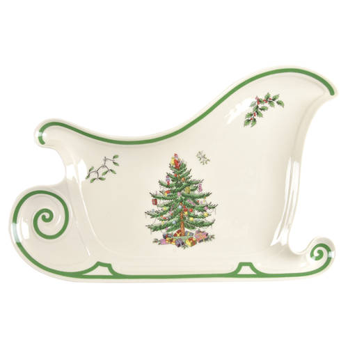 Christmas Tree 13" Sleigh Shaped Platter