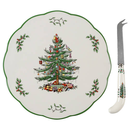 Christmas Tree Cheese Trivet & Knife Set