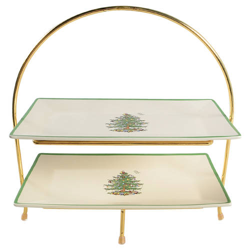 Christmas Tree (Set of 2) 10" Rectangular Tray & Rack