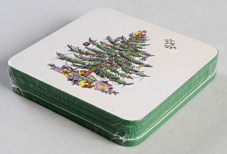 Christmas Tree (4 Pc) Cork Back Square Coaster Set