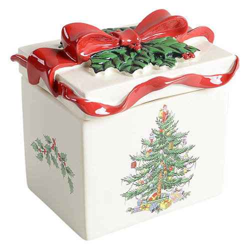 Christmas Tree Figural Candy Box & Lid