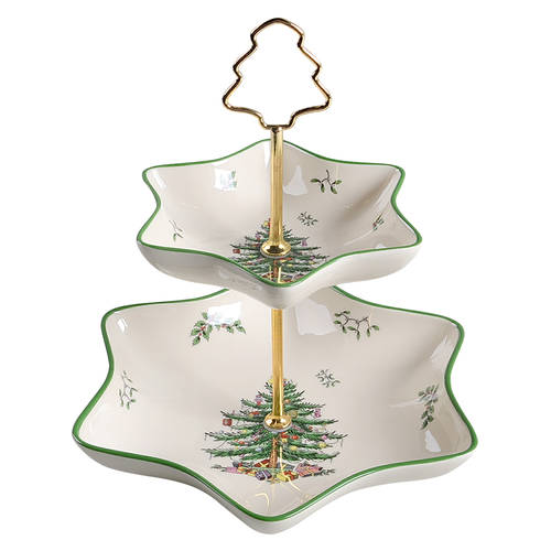 Christmas Tree 2 Tier Serving Tray