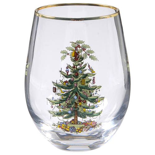 Christmas Tree Glassware Stemless Wine