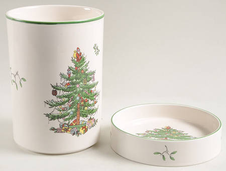 Christmas Tree Wine Cooler and Saucer Set