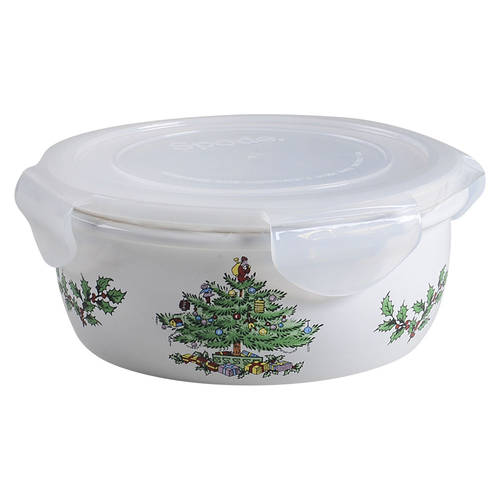 Christmas Tree 6" Round Food Storage Container & Plastic Lid