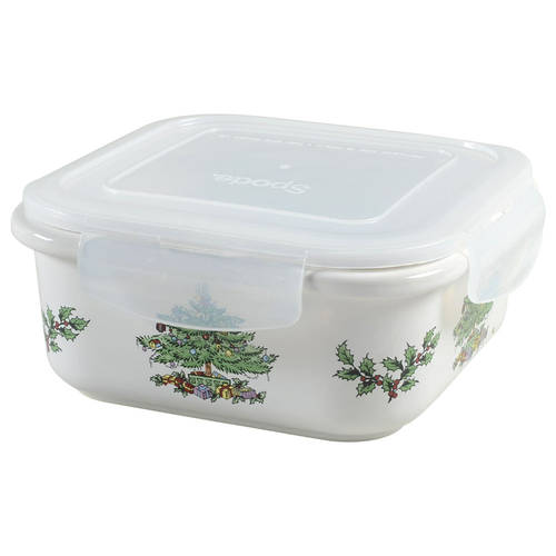 Christmas Tree 6" Square Food Storage Container & Plastic Lid