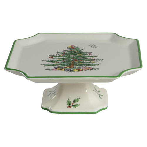 Christmas Tree 6" Square Pedestal Cake Stand