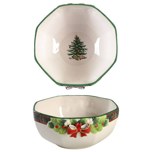 Christmas Tree 9" Octagonal Serving Bowl
