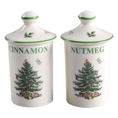 Christmas Tree (Set of 2) Spice Jar (Cinnamon & Nutmeg)