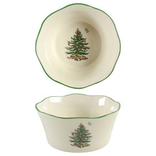 Christmas Tree 8" Flared Scalloped Bowl