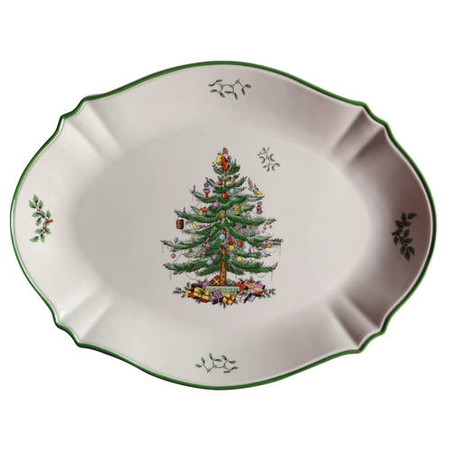 Christmas Tree 17" Oval Serving Platter