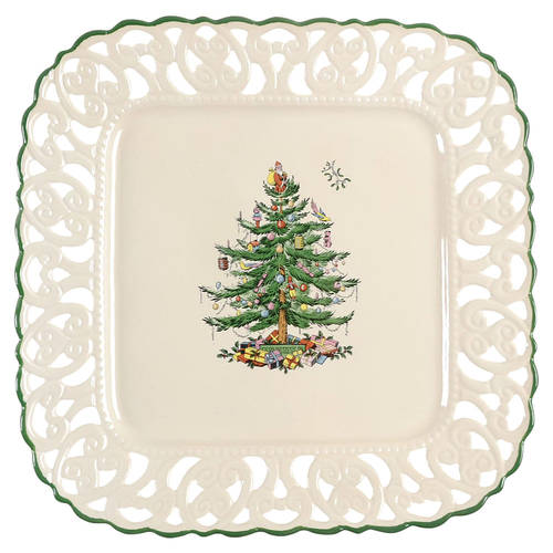 Christmas Tree 12" Pierced Square Platter