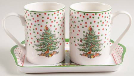 Christmas Tree Mug - Set of 2 & Melamine Tray