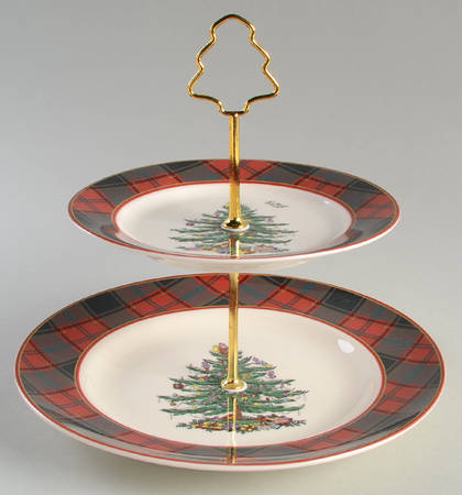 Christmas Tree 2 Tiered Serving Tray