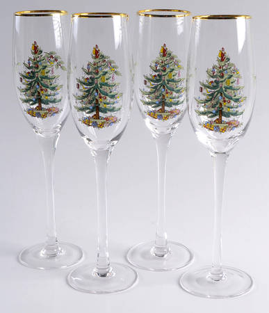 Christmas Tree Glassware Champagne Flute - Set of 4