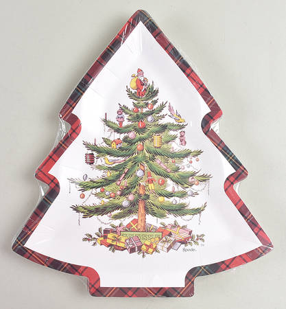 Christmas Tree (Pack of 16) Tree Shaped Paper Dinner Plate