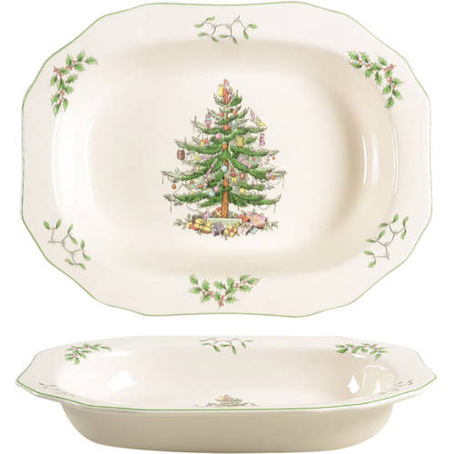 Christmas Tree 11" Oval Vegetable Bowl