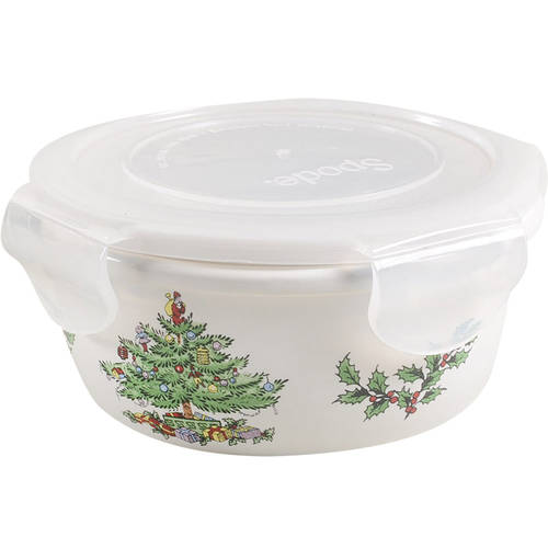 Christmas Tree 5" Round Food Storage Container & Plastic Lid
