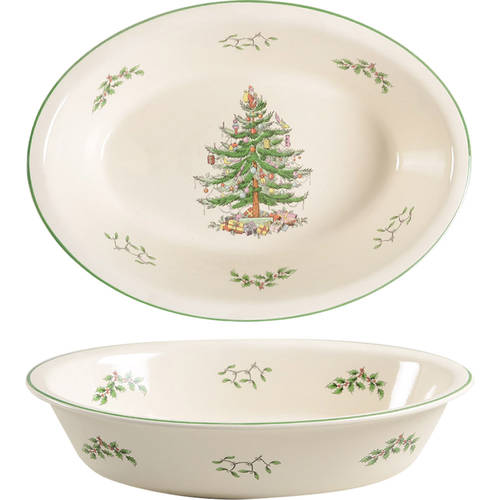 Christmas Tree Medium Deep Oval Oven-to-Table Baker