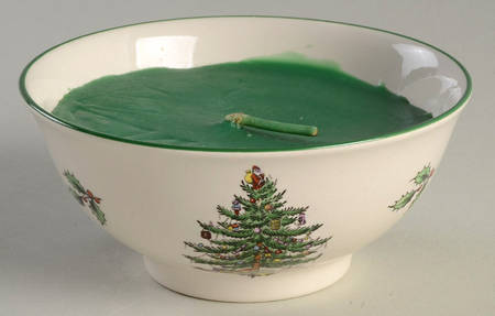 Christmas Tree 4" Wax Filled Round Votive Bowl