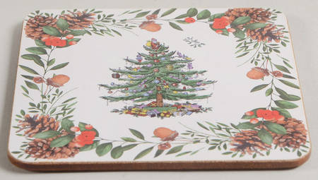 Christmas Tree Square Corkback Coaster