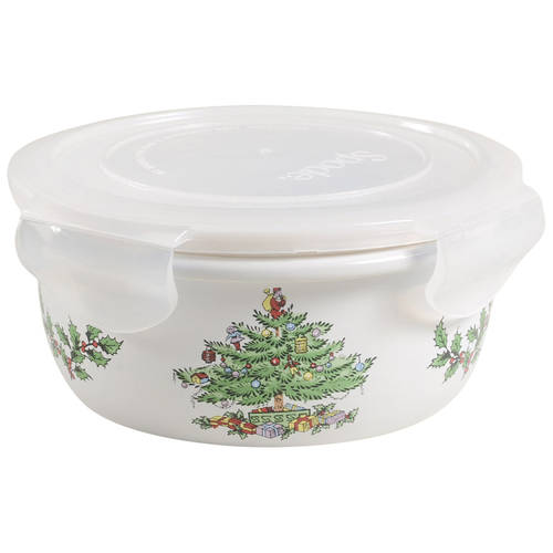 Christmas Tree 5" Round Food Storage Container & Plastic Lid