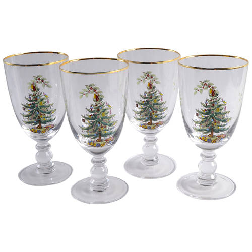 Christmas Tree 16 Oz Glassware Goblet - Set of 4