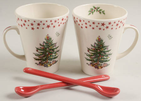 Christmas Tree 4 Pc Mug & Spoon Set