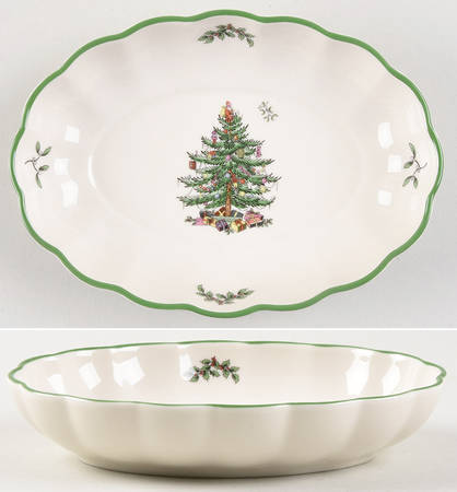 Christmas Tree 6" Oval Fluted Dish