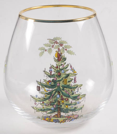 Christmas Tree Glassware Stemless Wine