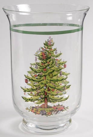 Christmas Tree 7" Glassware Hurricane