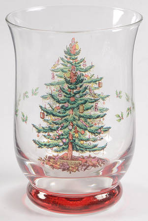 Christmas Tree 5" Hurricane 1-Pc Glassware