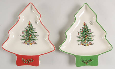 Christmas Tree Small Tree Shaped Dishe - Set of 2