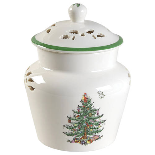 Christmas Tree 6" Pierced Ginger Jar & Lid