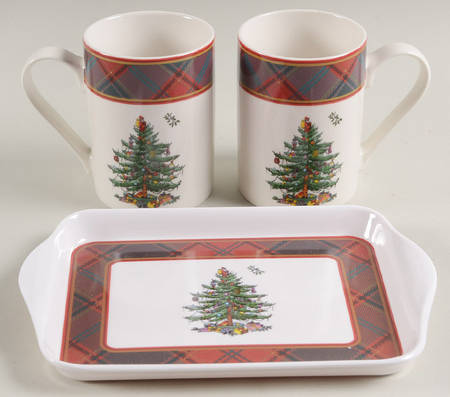 Christmas Tree Mug - Set of 2 & Melamine Tray