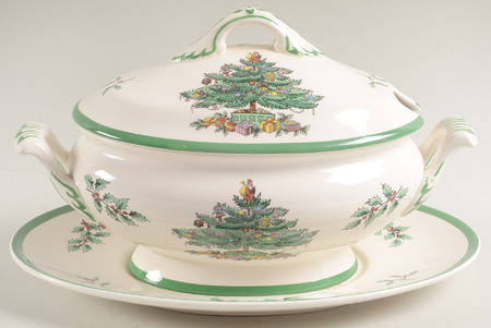 Christmas Tree Sauce Boat & Lid with Underplate