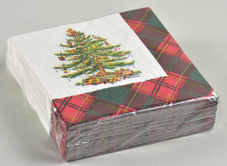 Christmas Tree Package of Paper Beverage Napkins