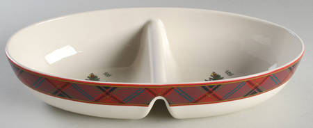 Christmas Tree 13" Oval Divided Vegetable Bowl