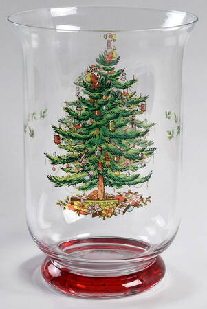 Christmas Tree 8" Glassware Hurricane