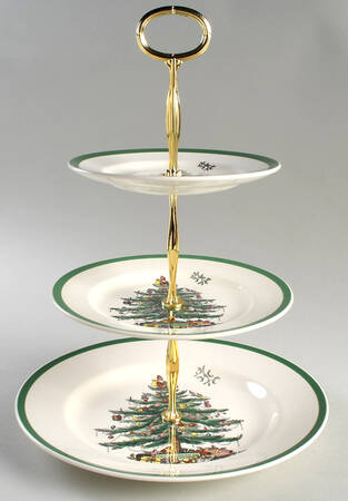 Christmas Tree 13 7/8"-14 1/4" 3-Tiered Serving Tray(DP,SP,BB) HC