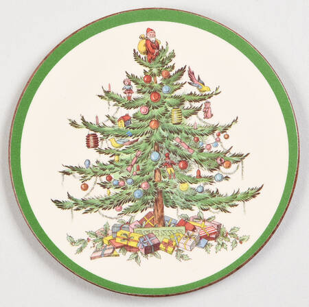 Christmas Tree Plastic & Cork Coaster