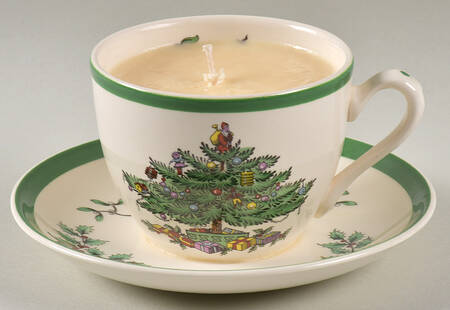Christmas Tree Scented Cup & Saucer Candle-Vanilla  HC