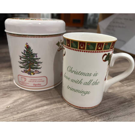 Christmas Tree Sentiment Mug & Tin w/Lid Set