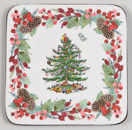 Christmas Tree Square Corkback Coaster
