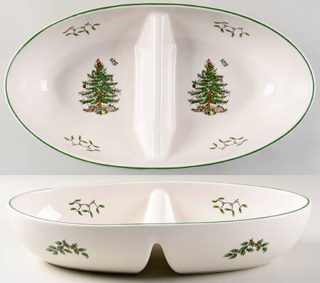 Christmas Tree Oval Divided Server