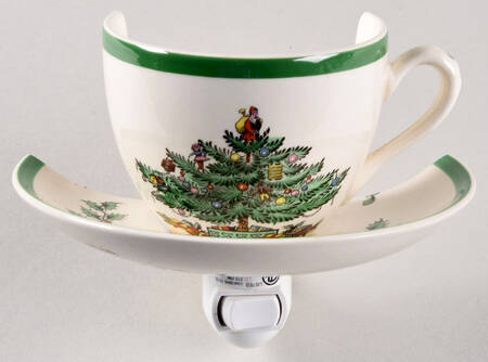 Christmas Tree 4 3/8"-4 5/8" Night Light/Cup & Saucer HC