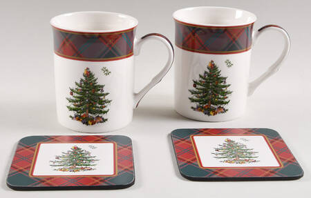 Christmas Tree Set of 2 Mugs & 2 Square Coasters