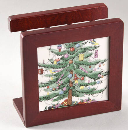 Christmas Tree 6 1/8" Rosewood Napkin Holder  HC