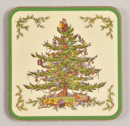 Christmas Tree Square Corkback Coaster