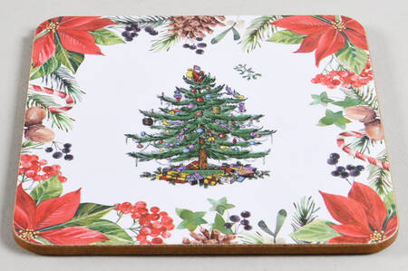 Christmas Tree Square Corkback Coaster